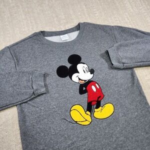 Disney Mickey Mouse Sweatshirt Women Medium‎ Gray Crewneck Fleece